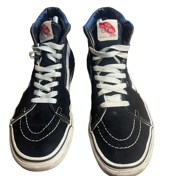 Vans Sk8-Hi Black Suede High Top Rose Embroidered Unisex Sneakers M6.5 / W8.0 - Picture 5 of 10